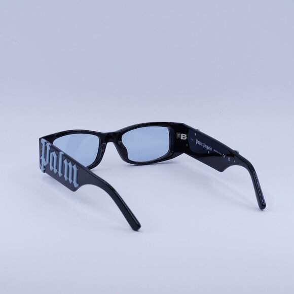Palm Angels PERI007 ANGEL 1040 Sunglasses Black Rectangle Frame, Blue Lenses - Picture 6 of 9